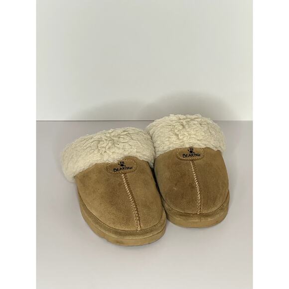 Bearpaw Girls Slippers – Tan Suede Slip-On House Shoes (Size US 3) - Picture 1 of 6